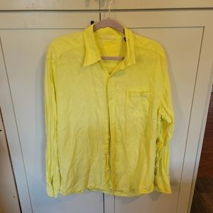 Tommy Bahama Long Sleeve Yellow Linen Mens Shirt Size L